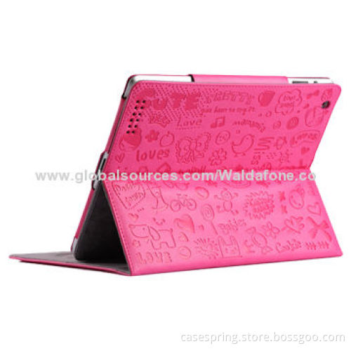 Leather Case for iPad, iPad 2/3/4 Applicable Models, Steel Embossing Pattern, Stylish Design